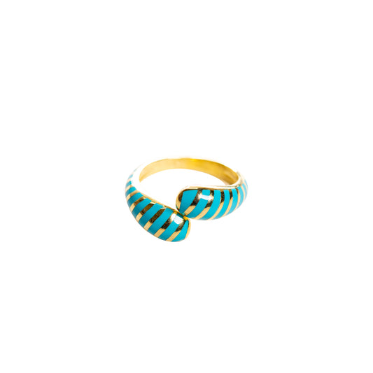 Yellow Silver Ring with Turquoise