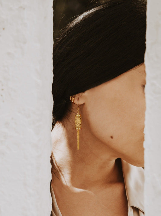 Gold Barrel Earrings