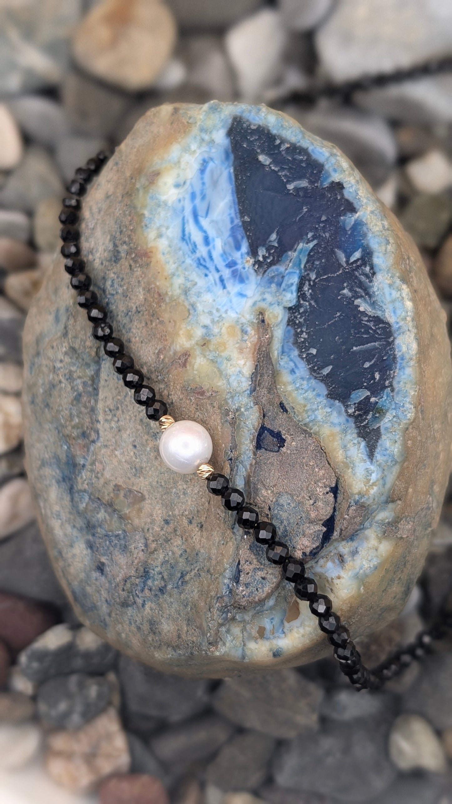 Black Spinel and Pearl Necklace