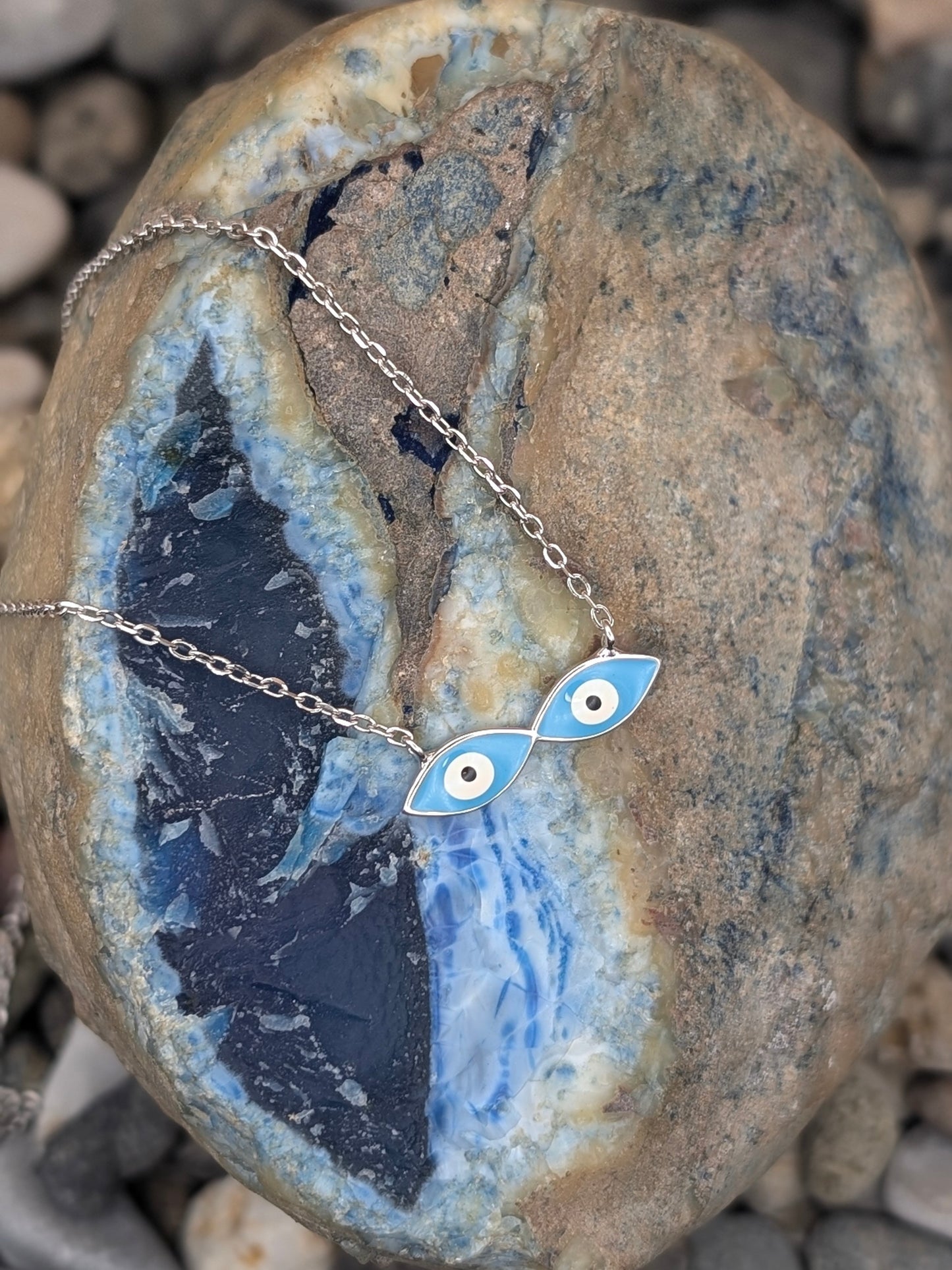 Double Evil Eye Silver Necklace