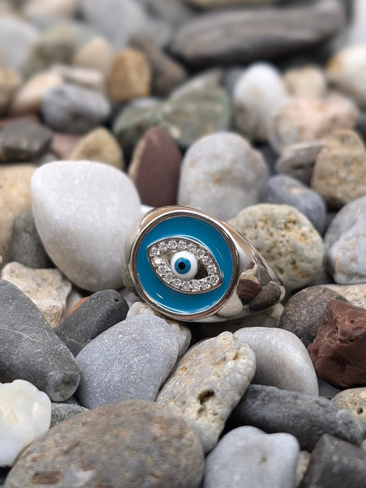 Silver Evil Eye Ring