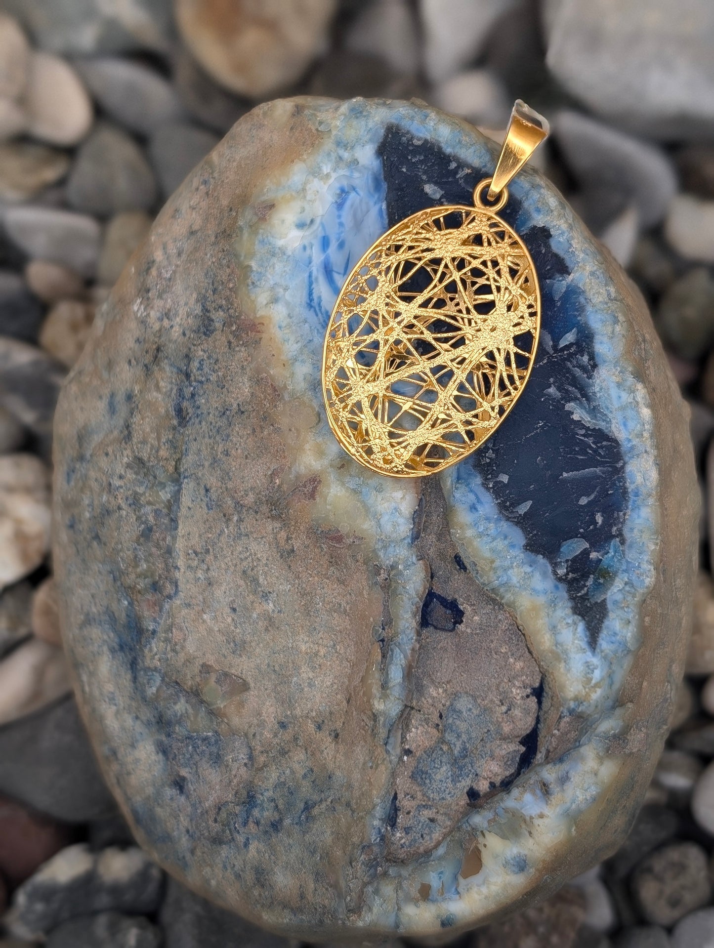 Gold Oval Filigree Pendant