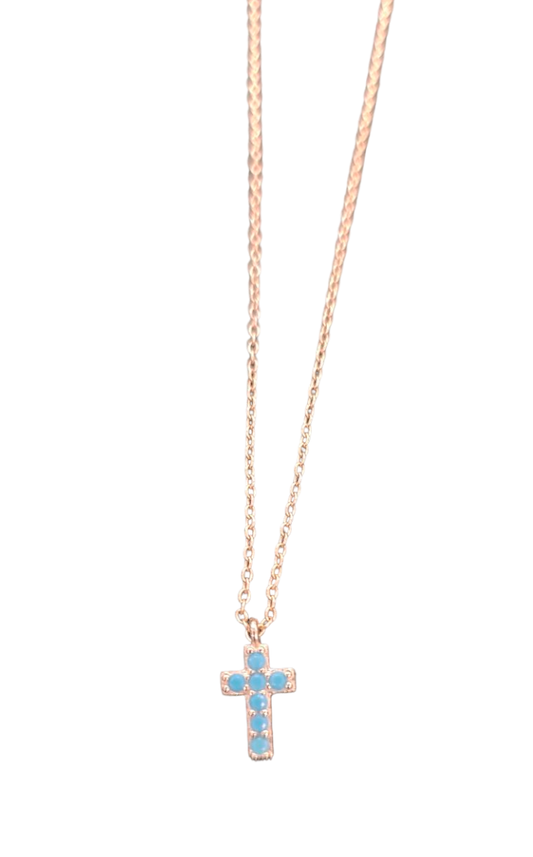 Turquoise Yellow Silver Cross