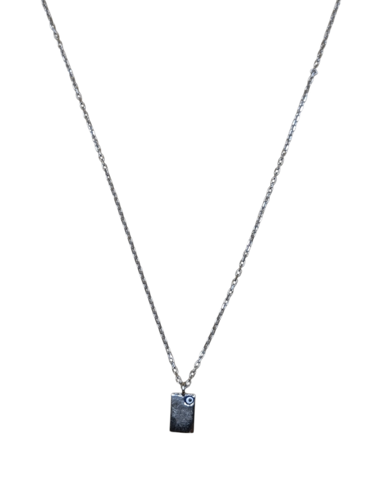 Evil Eye Rectangle Silver Necklace