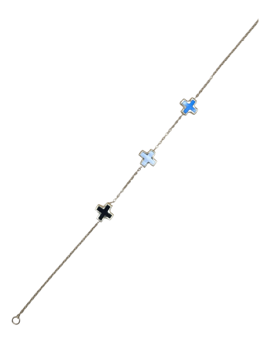 Blue and Black Cross Gold Bracelet