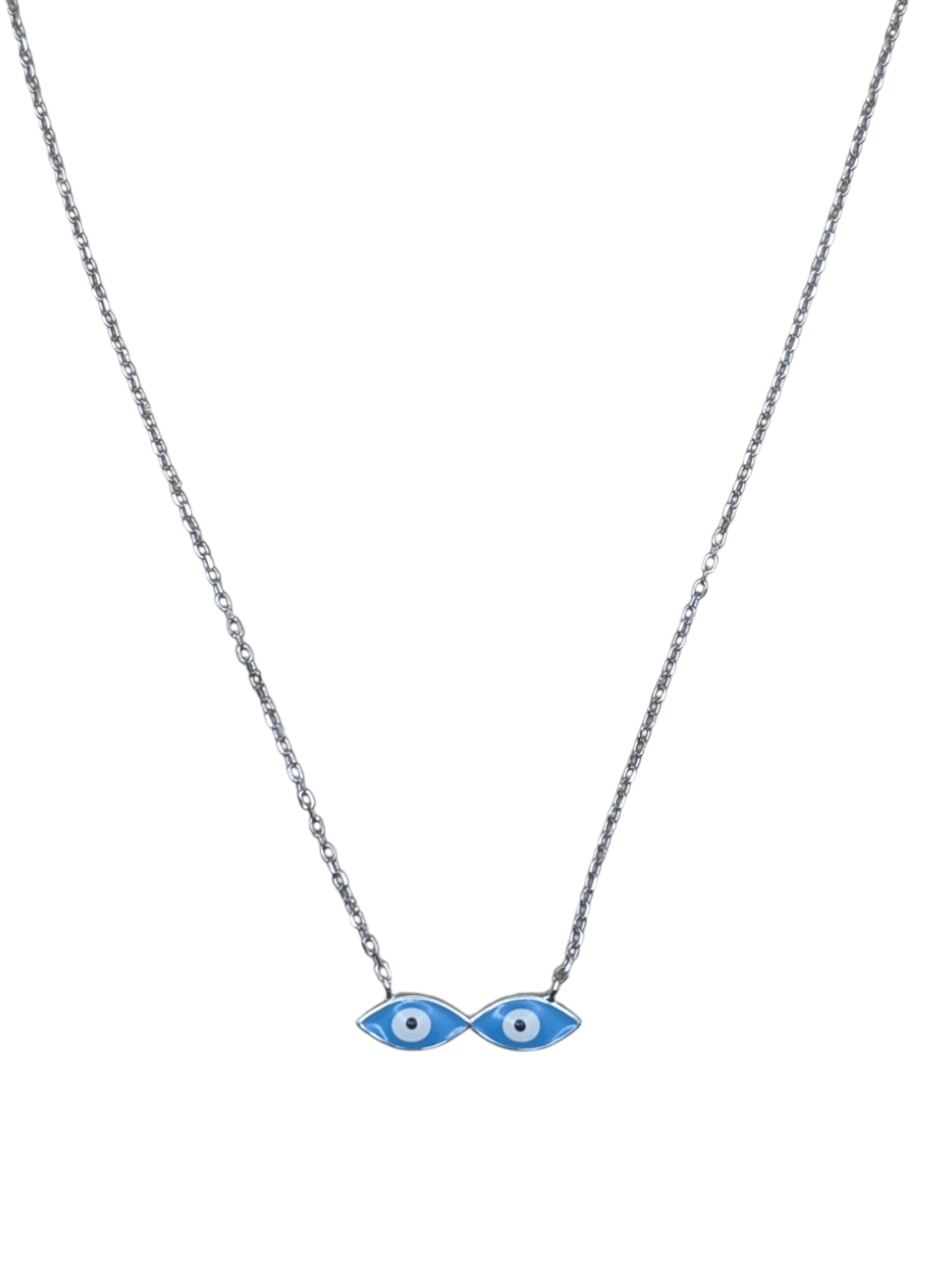 Double Evil Eye Silver Necklace