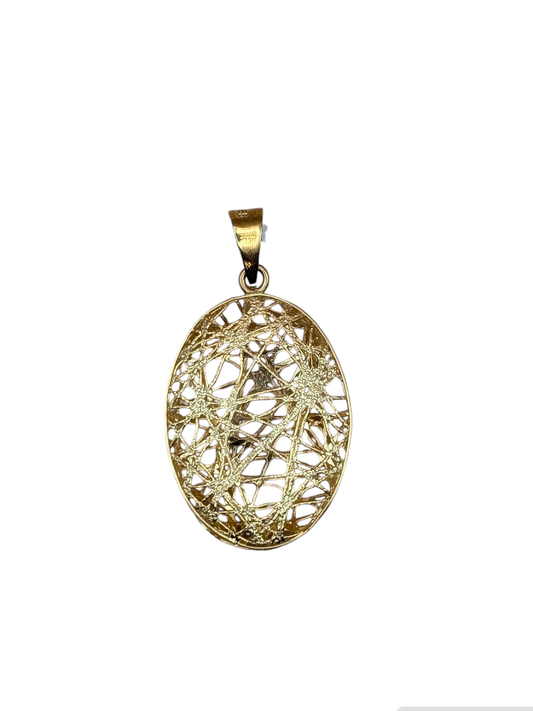 Gold Oval Filigree Pendant