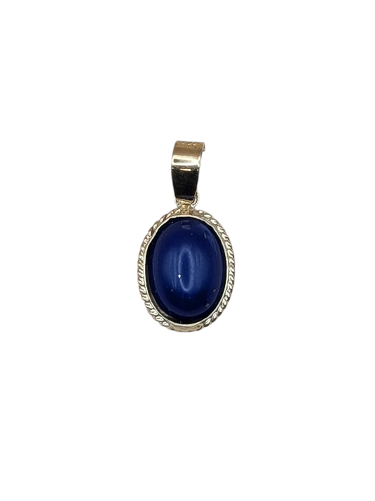 Gold Pendant with Blue Stone