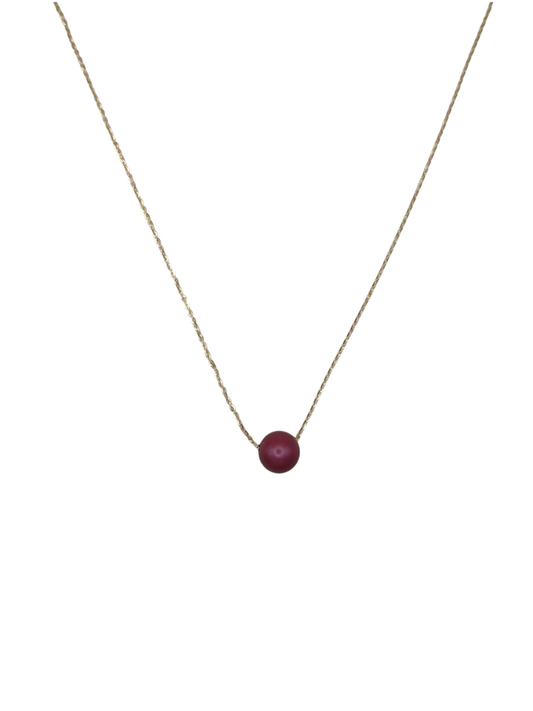 Gold Necklace with Coral Pendant